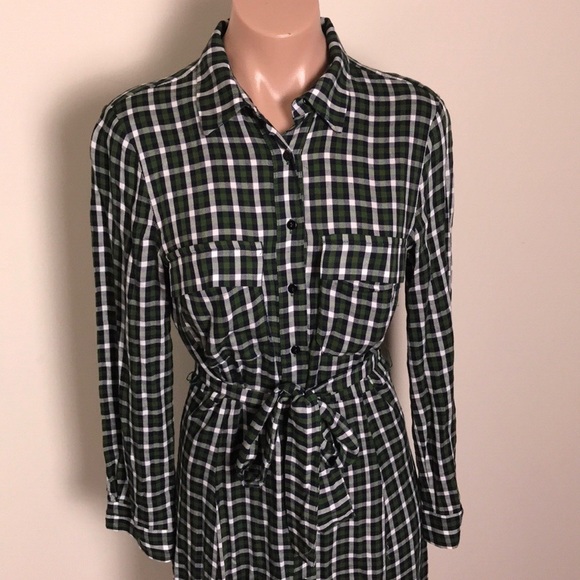 Zara Woman Green Plaid Check Button Front Dress - Picture 5 of 8